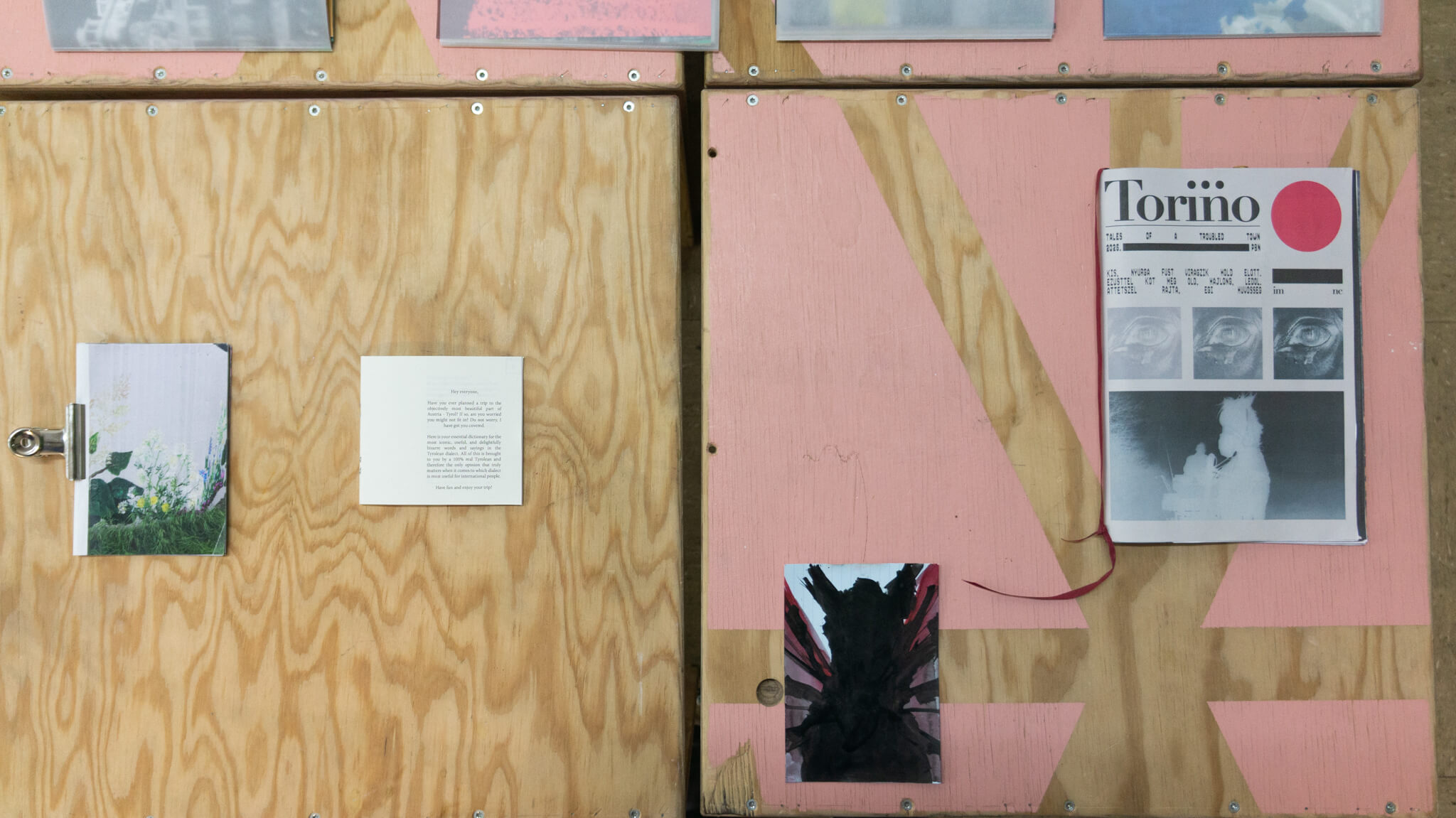 Installation photo of an art show